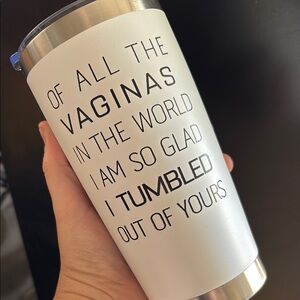 Mom Mothers Day White and Silver Tumbler with Humorous Text